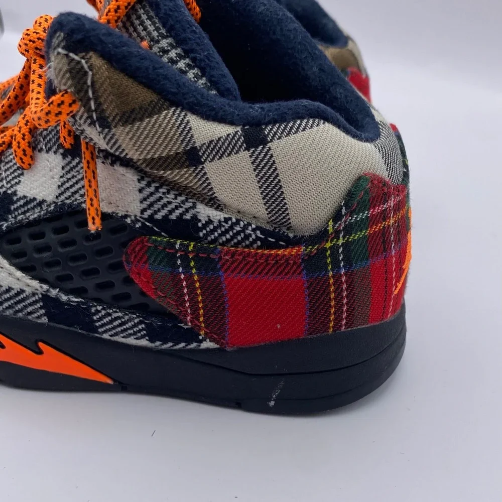 Air Jordan 5 Retro Plaid Toddler 9C Multicolor Orange Streetwear Sneakers 2023